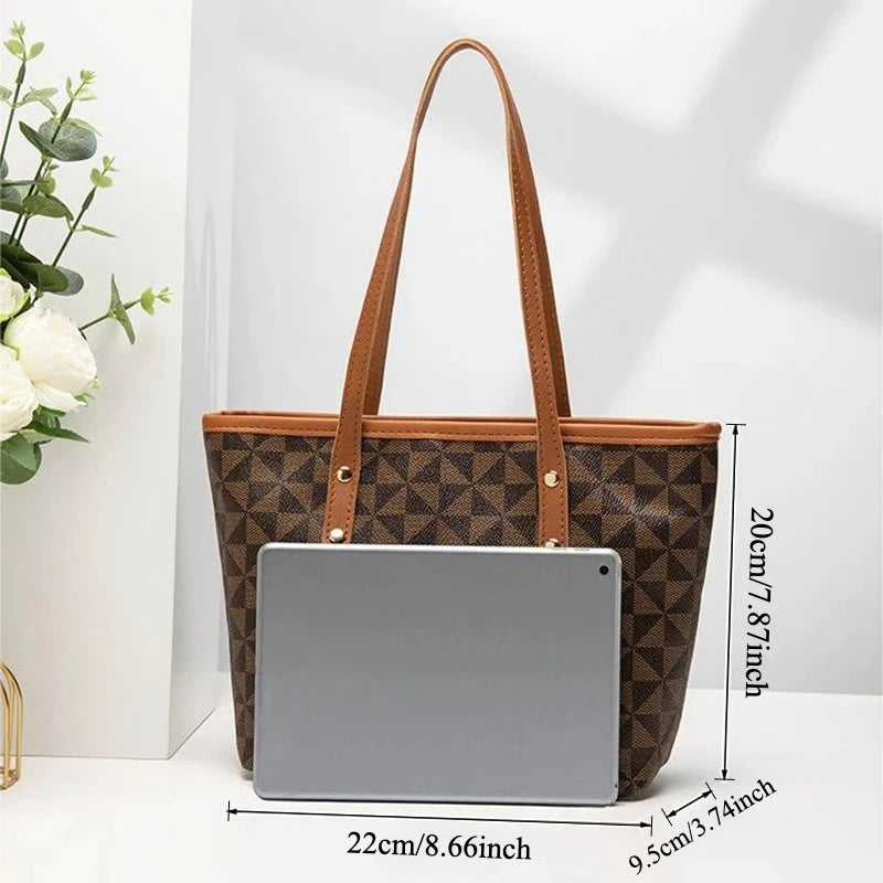 Large Capacity Shoulder Bag Women's PU Leather Handbag for Commuting and Casual Use Versatile Tote Bag