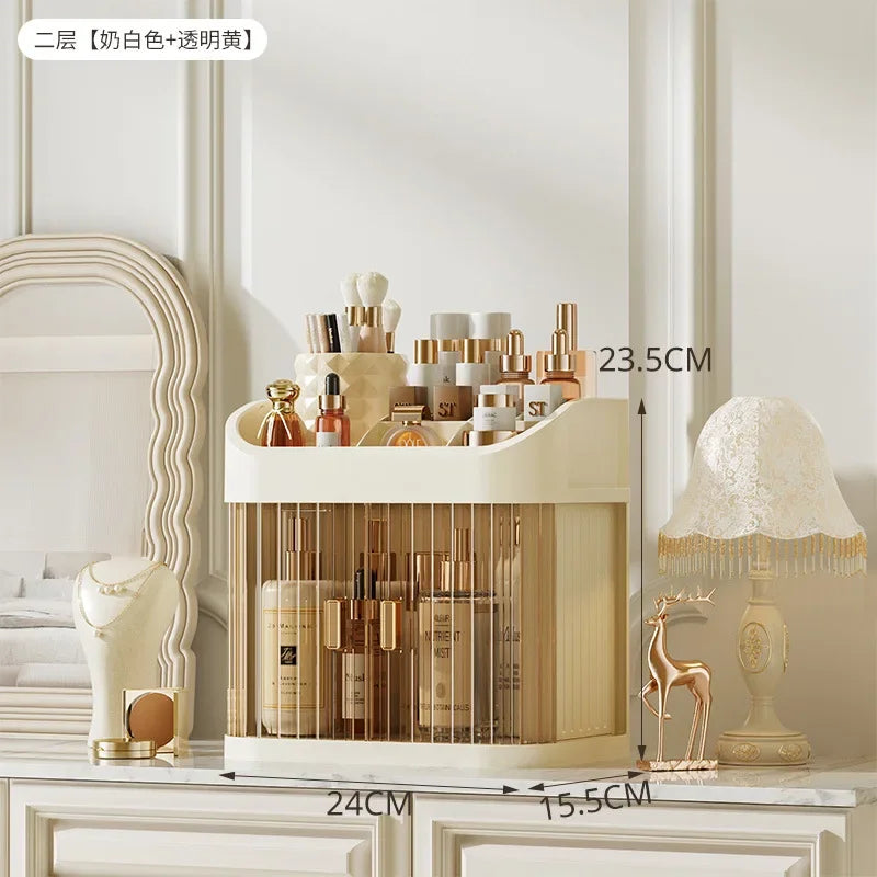 Makeup Storage Box Large Capacity Dressing Table Storage Rack Dust-proof Cosmetic Organizer Cosmetics Containe Drawer Organizer