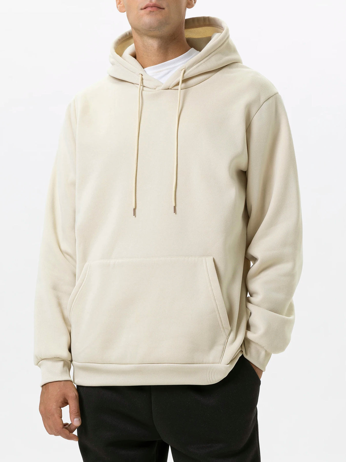Men's Hoodies Pullover Spring Autumn Warm Casual Hoodie Sweatshirts Solid Color Hoodies Sweatshirt For Male