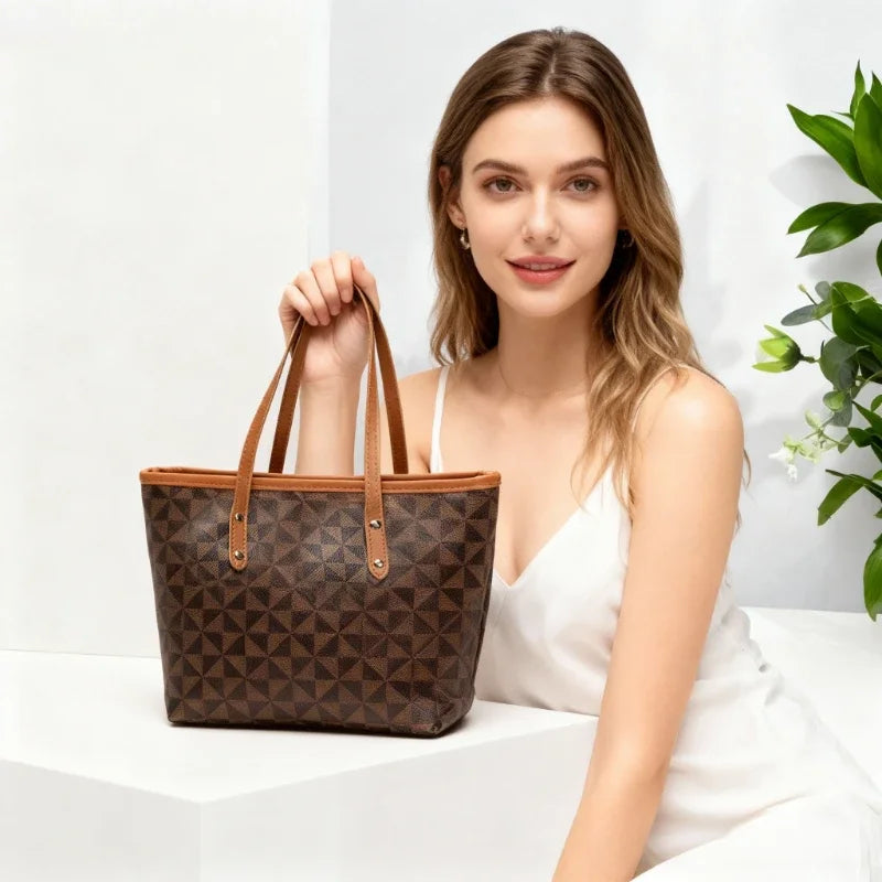 Large Capacity Shoulder Bag Women's PU Leather Handbag for Commuting and Casual Use Versatile Tote Bag