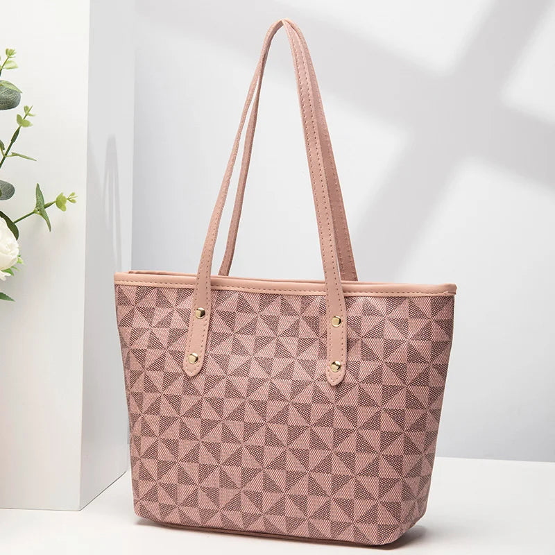 Large Capacity Shoulder Bag Women's PU Leather Handbag for Commuting and Casual Use Versatile Tote Bag