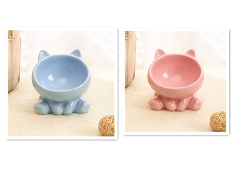 Ceramic Cat Bowl Cat Bowl Cat Food Bowl Neck Guard Oblique Mouth Dog B