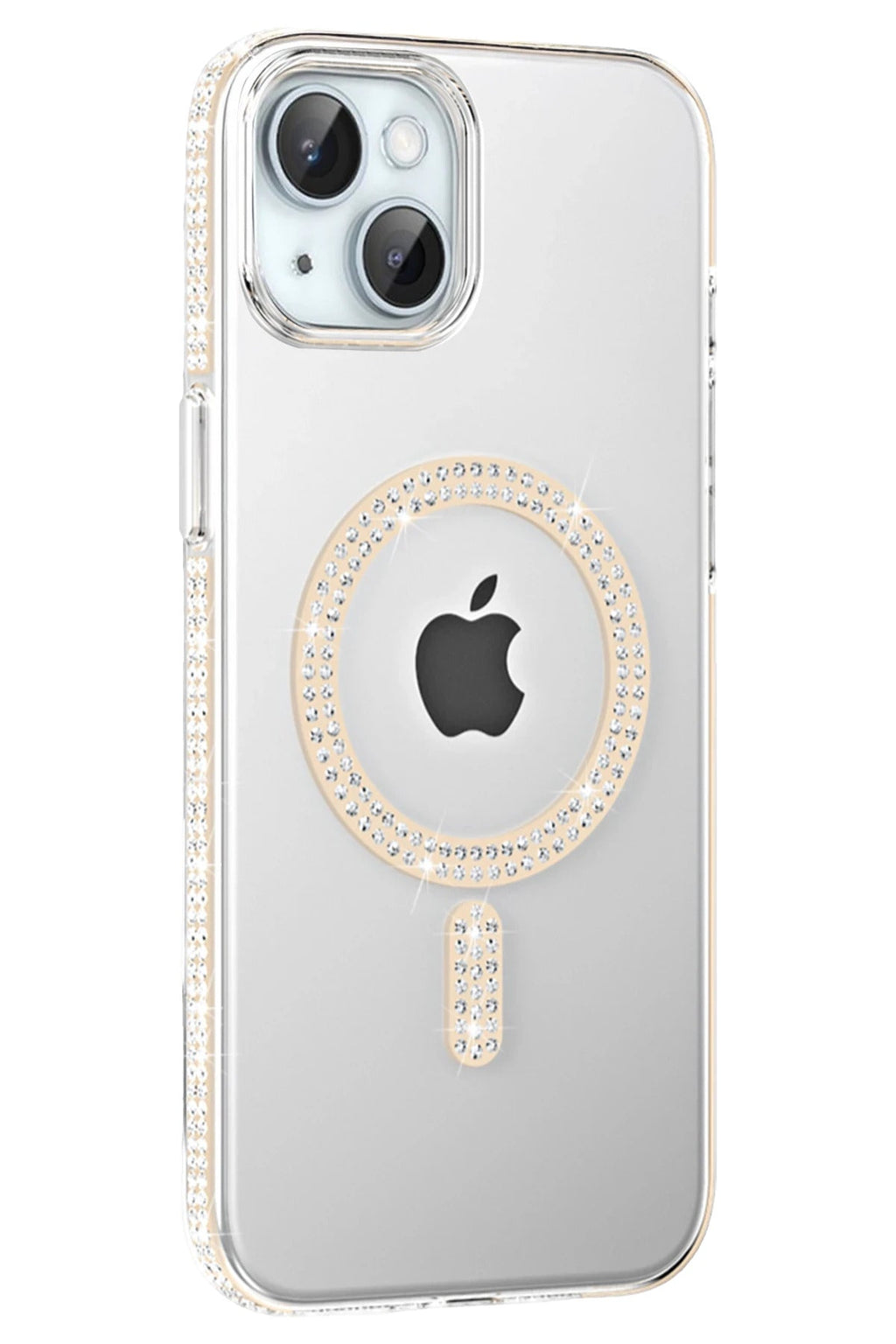 iPhone 14 Case 3D Rhinestone Move Magnetic Charging Glitter Cover