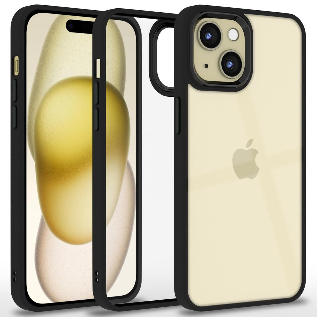 iPhone 15 Chrome Ring Shockproof Back Cover – Black