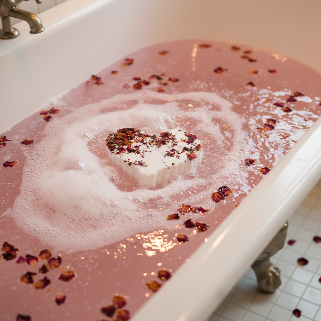 Rose heart bath bomb / organic bath bomb /