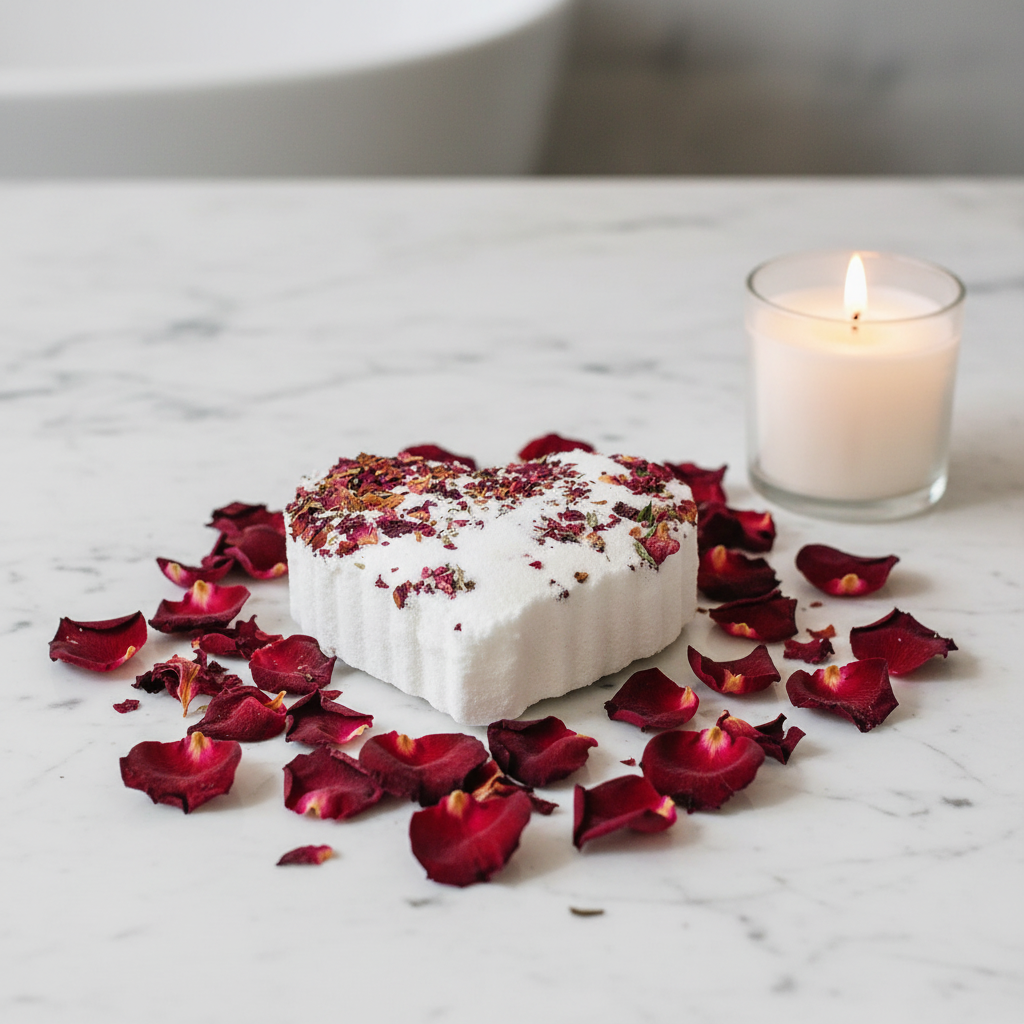 Rose heart bath bomb / organic bath bomb /